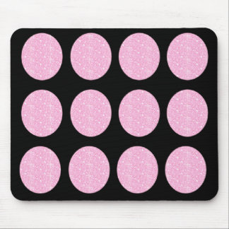 Mousepad Pink Glitter Circles on Black