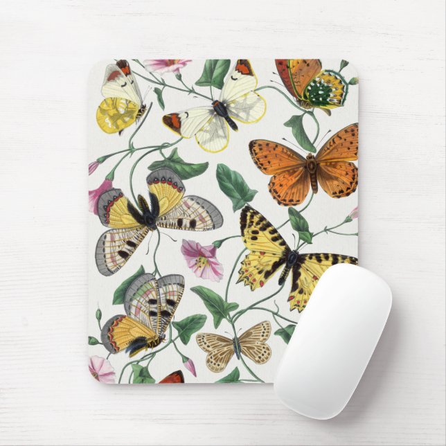 Mousepad Pretty Butterfly Vitntage Illustration   (With Mouse)