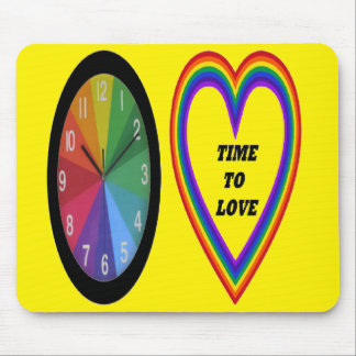 Mousepad Rainbow Clock With Heart Time To Love