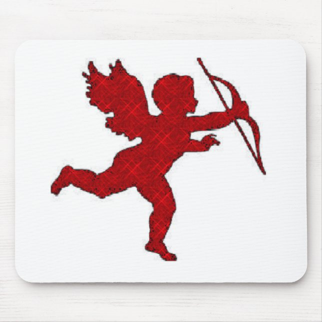 Mousepad Red Cupid on White (Front)