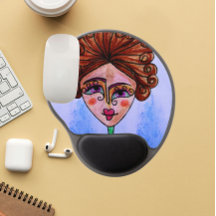 Mousepad - Round (whimsical woman 01)