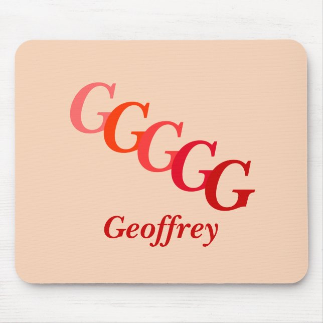 Mousepad - Staggered Initial and Name in Red (Front)
