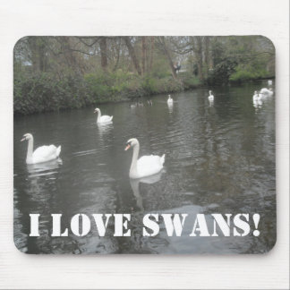 Mousepad Swans Swimming, I Love Swans