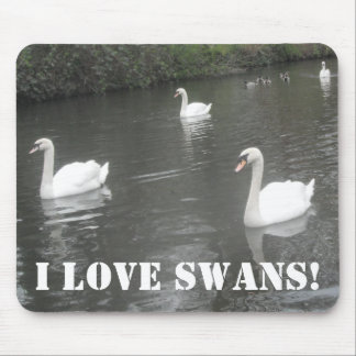 Mousepad Swans Swimming, I Love Swans