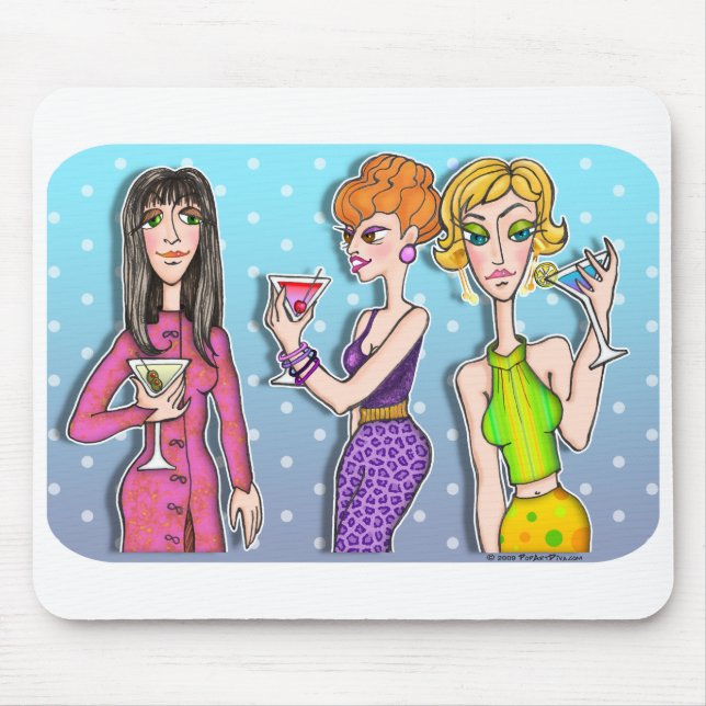 Mousepad - Three Martini Divas (Front)