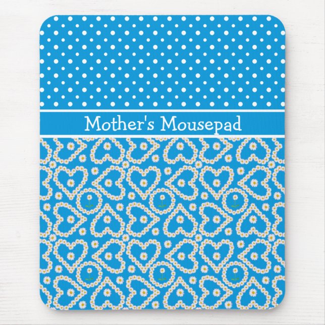 Mousepad to Personalize: Polkas Daisy Chains, Blue (Front)