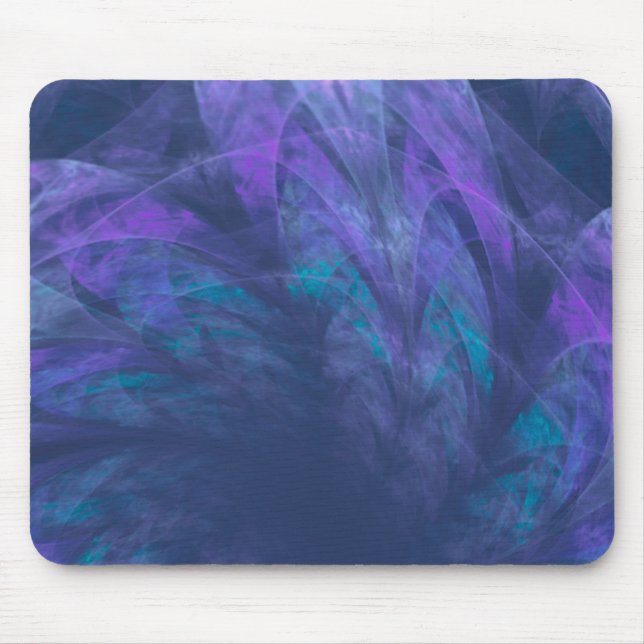 Mousepad Transparent Blue Petals Fractal (Front)