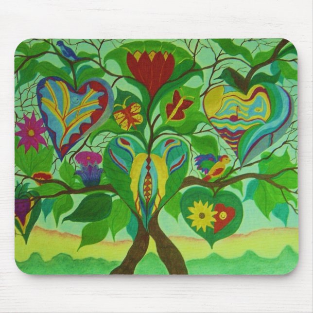 MOUSEPAD, TREE AND HEARTS MOUSE PAD (Front)
