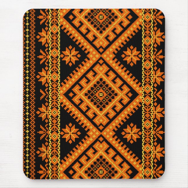 Mousepad Ukrainian Cross Stitch Orange (Front)