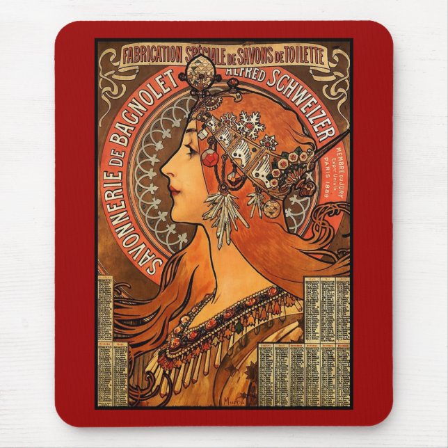 Mousepad Vintage Art Alfons Mucha F Champenois (Front)