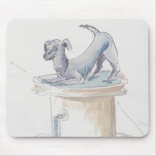 Mousepad Watercolor Sketch Dog Fountain London