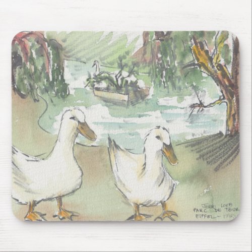 Mousepad Watercolor Sketch DucksParis