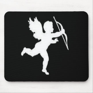 Mousepad White Cupid On Black