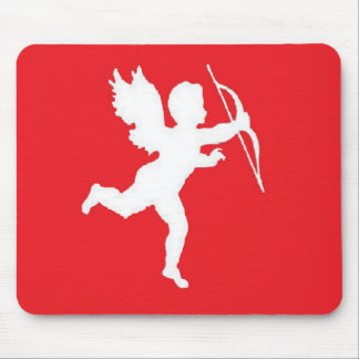 Mousepad White Cupid On Red