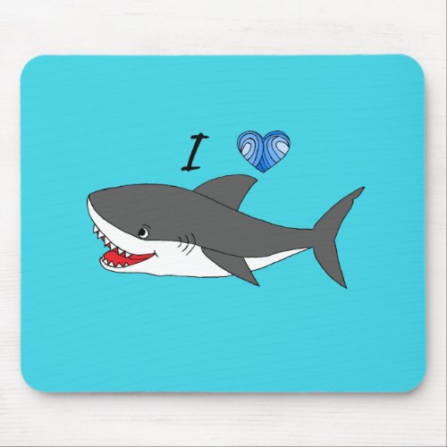 Mousepad with cute I love sharks design