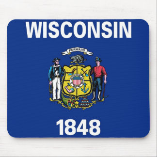 Mousepad with Flag of Wisconsin State - USA