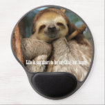 Mousepad with happy sloth<br><div class="desc">A gel mousepad with a picture of a three-toed sloth sleeping in a tree.</div>