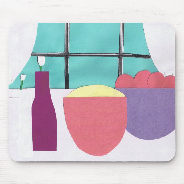 Mousepad with Kitchen Window and Bowls (Front)