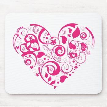 Mousepad  With Red Decorative Heart by Taniastore at Zazzle