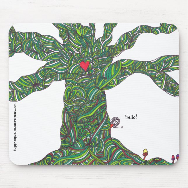 Mousepad with Tree and character 'hello' (Front)