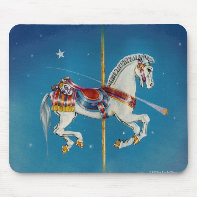 Mousepads - Red, White & Blue Carousel Horse (Front)