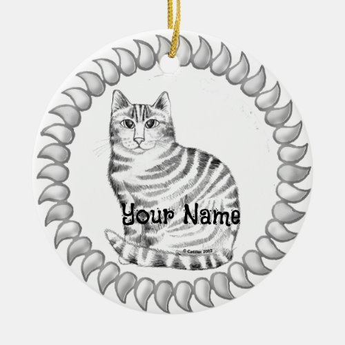 Mouser Tabby Cat custom name Ceramic Ornament