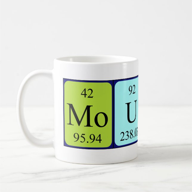 Mousey periodic table name mug (Left)