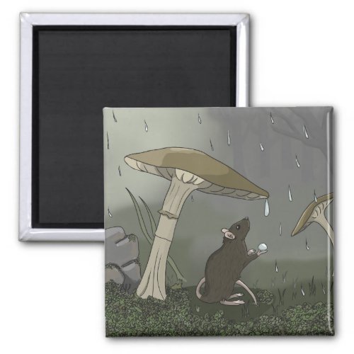 Moushroom Mouse and Mushroom Fantasy Art Magnet