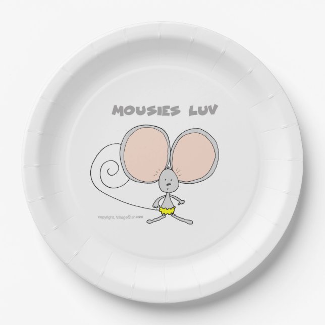 Mousies Luv paper plate for parties (Front)
