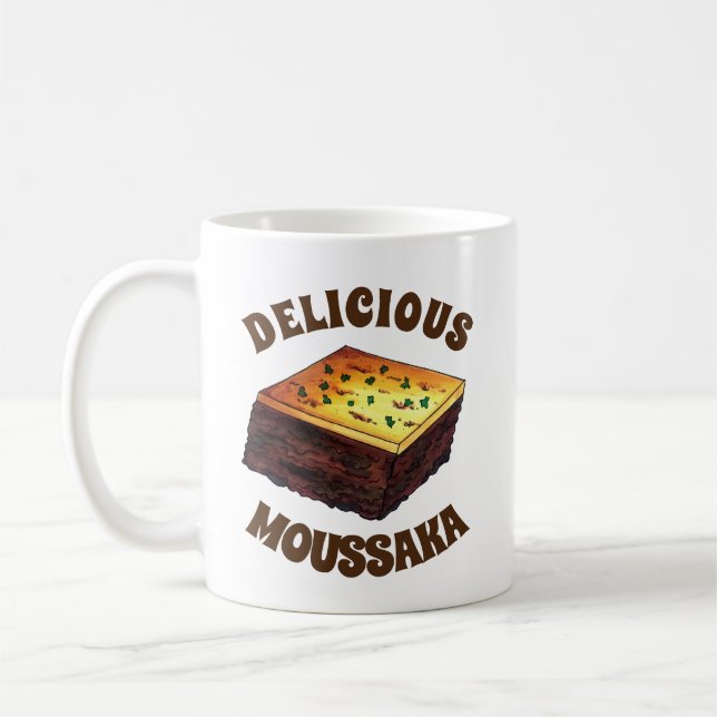 Moussaka Greek Mediterranean Food Eggplant Potato Coffee Mug (Left)