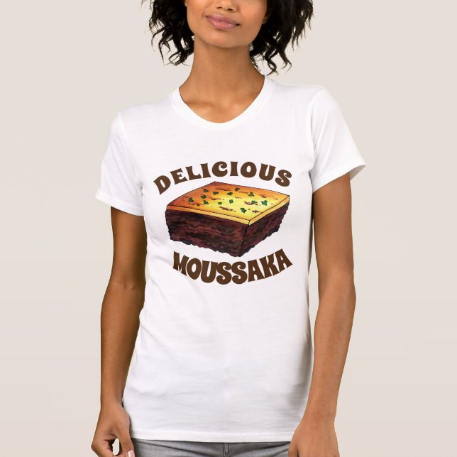 Moussaka Greek Mediterranean Food Eggplant Potato T-Shirt (Front)