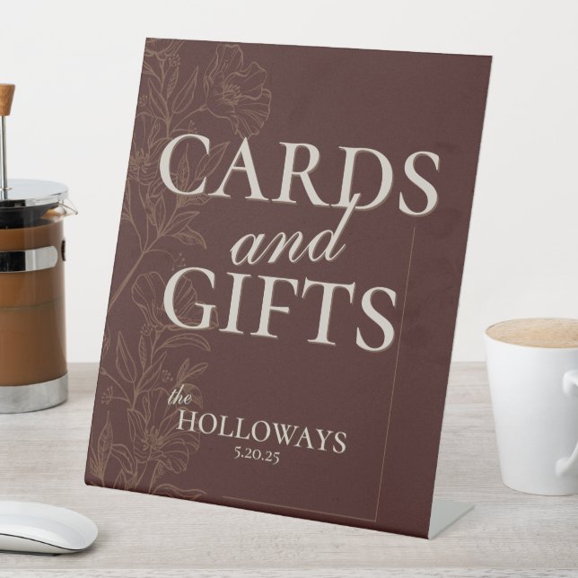Mousse Brown Wedding Bridal Shower Cards and Gifts Pedestal Sign (In SItu)