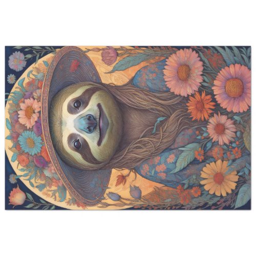 Mousseline Cute Sloth  Flower Hat v1 Tissue paper