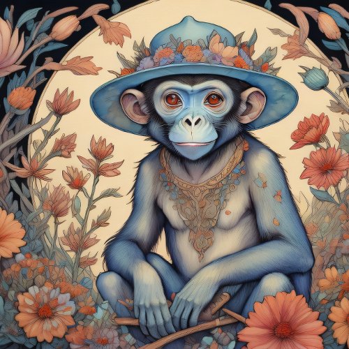 Mousseline Flower Hat Monkey chimp v4 Tissue paper