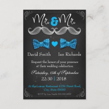 Moustache And Bow For Mr And Mr Invitation by KeyholeDesign at Zazzle