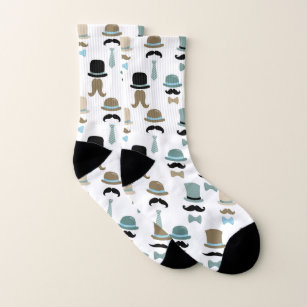 Moustache and Hat Pattern Socks