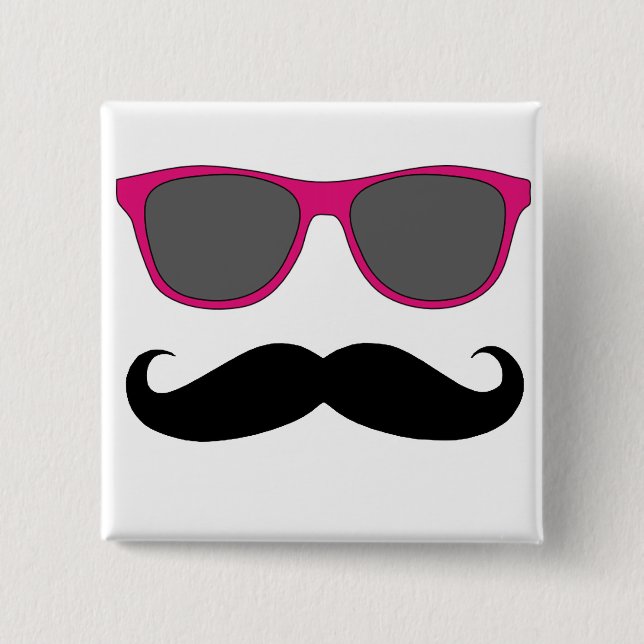 Moustache and Pink Sunglasses Humour Pinback Button (Front)