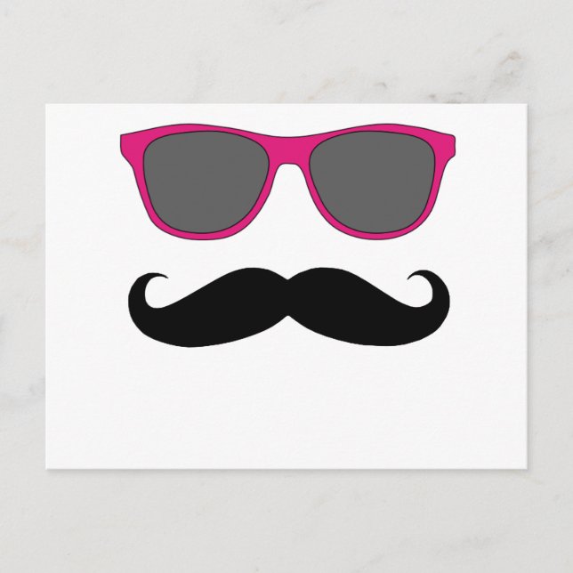 Moustache and Pink Sunglasses Humour Postcard (Front)