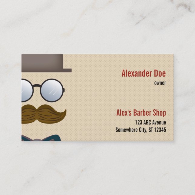 Moustache Barber Shop Business Card (Front)