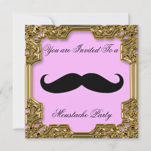 Moustache  Birthday Party Invitation Pink