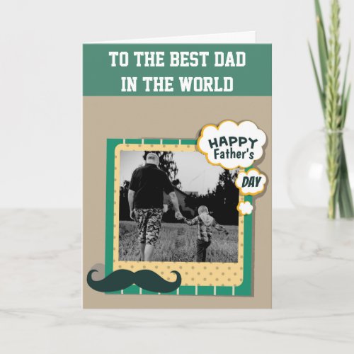 Moustache Fathers Day Custom Photo Card
