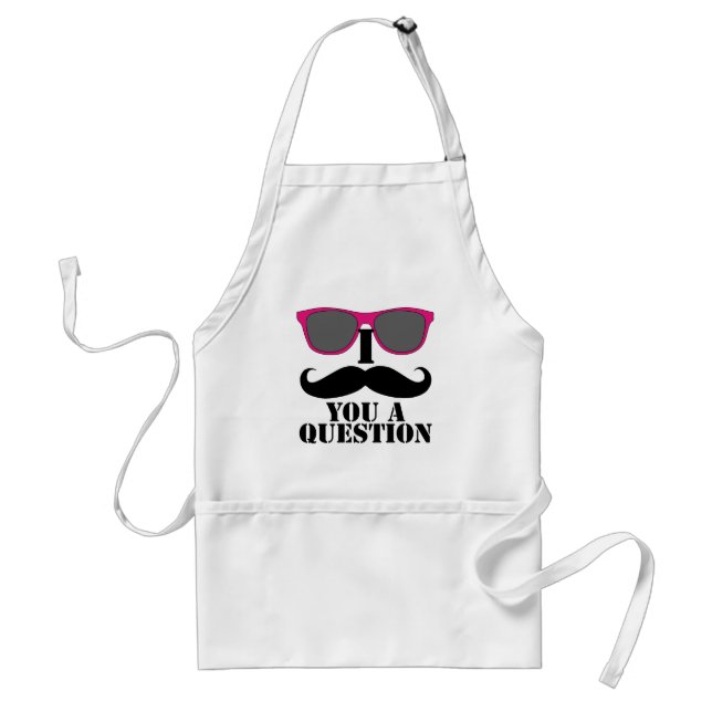 Moustache Humor with Pink Sunglasses Adult Apron (Front)