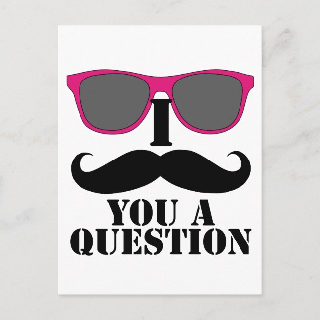 Moustache Humor with Pink Sunglasses Postcard (Front)