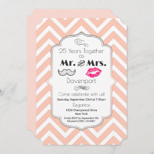 Moustache & Lips Mr. & Mrs. - Anniversary Invitation