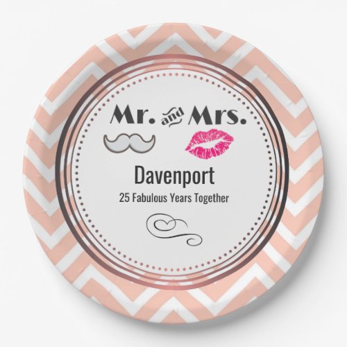 Moustache  Lips Mr  Mrs _ Anniversary Paper Plates