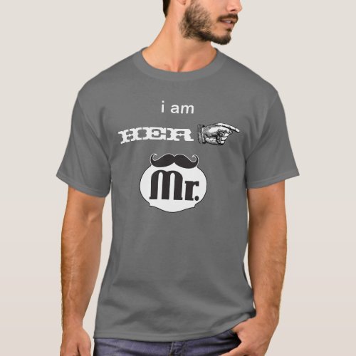 Moustache Lips Mr Mrs Just Married T_Shirt