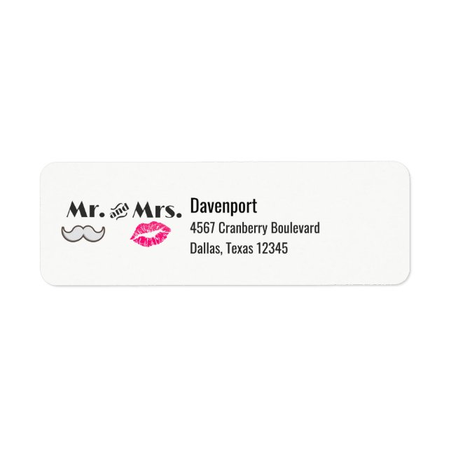 Moustache & Lips Mr. & Mrs Label (Front)
