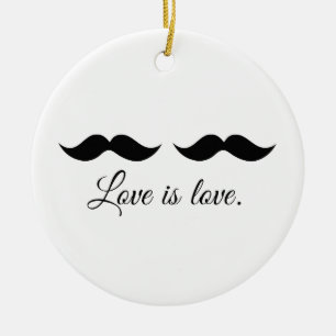 MOUSTACHE LOVE -.png Ceramic Ornament