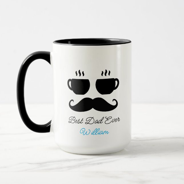 Moustache & Macchiato Dad Gift Mug (Left)