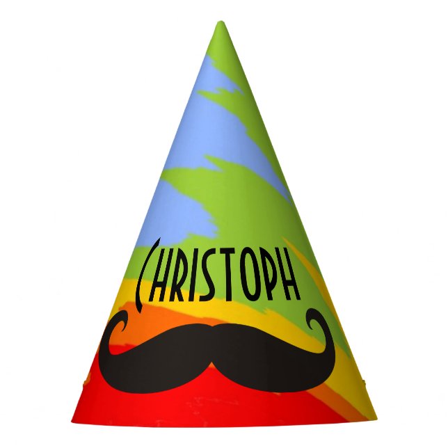 Moustache / Mustache / Schnurrbart + your ideas Party Hat (Front)